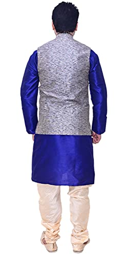 Image of Men's Silk Kurta Pyjama With Waistcoat