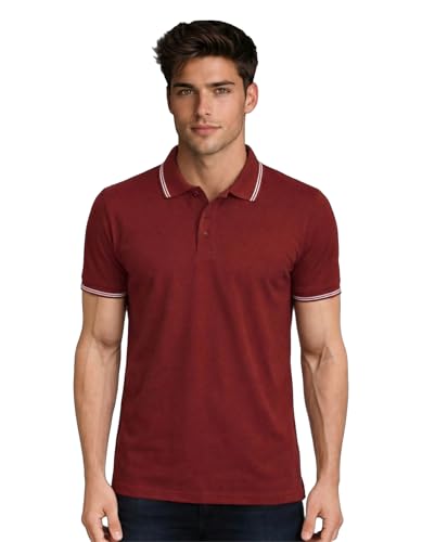 Image of AWG ALL WEATHER GEAR Rich Cotton Polo T-Shirt | Half Sleeve Classic Fit | Soft Breathable Solid Tee | Casual & Office Wear | Comfortable Everyday Cotton Polo | Mens Tshirts