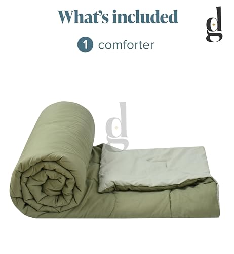 Image of Galaxy Home Decor Premium Microfibre Reversible Comforter | Ultra-Soft, Lightweight & All-Season Warm Quilt | Cozy AC Blanket for Double Bed 90 inch x 100 inch | 220 GSM, Olive Green & Sage Green