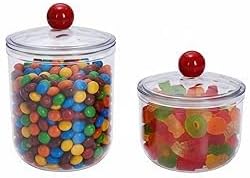 2 Pack Candy Jars, 900&1400ml Airtight Plastic Sweet Jars with Lids, Clear Sweet Jars for Candy Buffet, Round Biscuit Tin for Kitchen, Food Storage Container for Cookie, Nuts, BPA-Free
