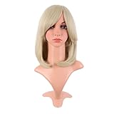 MapofBeauty 16 Inch/40 cm Fashion Short Side Bangs Synthetic fiber Hair BOB Women Wig (Blonde)