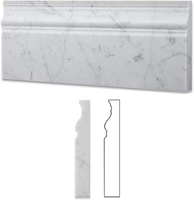 Italian Carrara White Marble HONED Baseboard Trim Liner Tile -1 Piece
