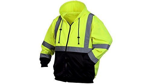 Pyramex RSZH32 Series Sweatshirts Hi Vis Lime Zipper Sweatshirt with Black Bottom2