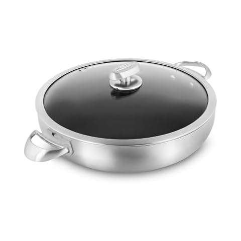 Scanpan CX+ 12.5" Braiser - 5.5-quart - Stratanium Plus Nonstick Chef's Pan - 5-ply Stainless Steel Cover