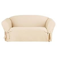 SureFit Cotton Duck Einteiliger Schonbezug mit Bändern (Loveseat, Natur)