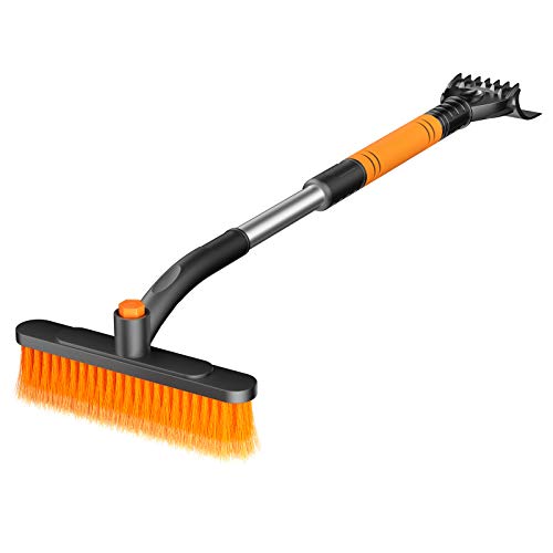 GPEESTRAC Car Snow Brush Removal Extendable with Ice Scraper for Car Windshield and Foam Grip Detachable Snow Mover for Car Auto SUV Truck Windshield Windows