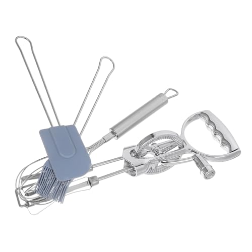 ERINGOGO 4個点 手動転式卵泡立て器 シリコンブラシ スパチュラ付き 耐久性素材 コンパクト携帯型 キッチンツール 製菓 調理 混ぜ作業向け