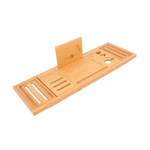 BRIGHTFUFU Expandable Bath Tub Tray Bamboo Organizer Nonslip Shower Shelf Bath Accessory Storage Modern Bathroom Decor