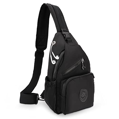 icyant Sling Rucksack, Anti-Diebstahl Sling Bag, Tragbare Wasserdichte Brusttasche, Crossbody Gym Daypack für Outdoor Radfahren Reisen Wandern Unisex (Schwarz)