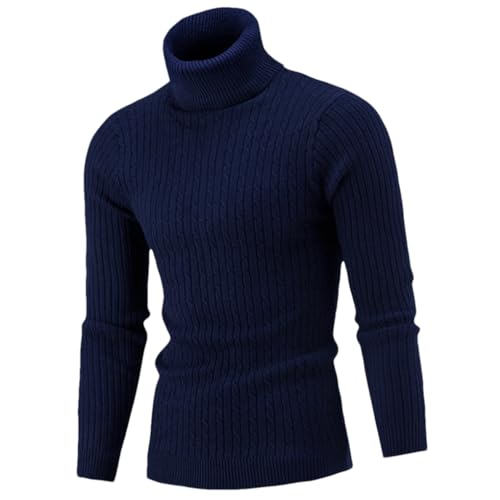 Men's Autumn Winter Turtleneck Knitted Sweater Warm Slim Fit Casual Pullovers