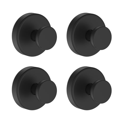 Image of Suction Cup Hooks for Shower, Removable Towel Hooks for Bathroom Window Glass Door Wall, Bath Robe Looafh Hook for Hanging - 4 Pack, Black