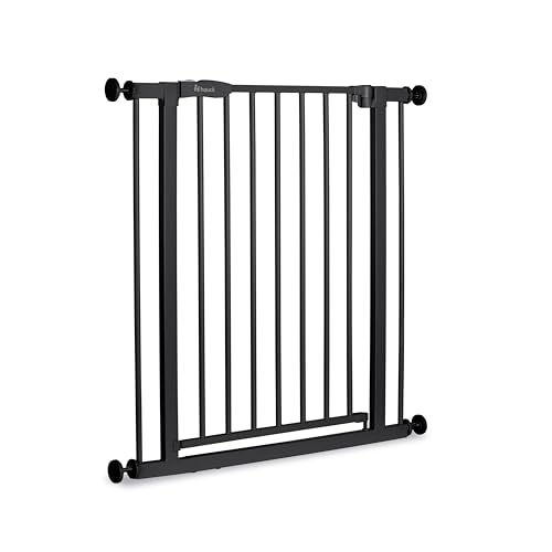 hauck Open N Stop 2, Schwarz – Schutzgitter Treppe und Tür 75–80 cm – Kindersicheres Absperrgitter ohne Bohren – Manuelle 1 Hand Öffnung – nur für Innen