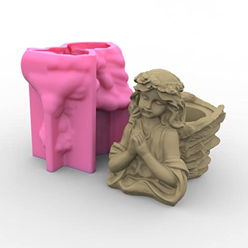 Prayer Angel Concrete Flower Pot Silicone Mold Succulent Planter Cactus Vase Plaster Mold Candle Pen Holder Mould Epoxy Resin Cement Clay Mould #TOP5