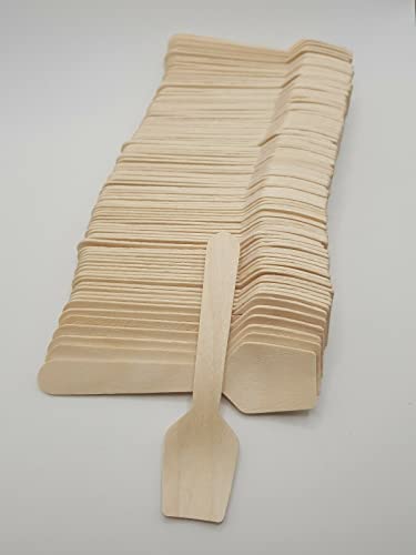 70mm Wooden Ice Cream Spade x100| Disposable Cutlery Square End Mini Spoons| Dessert Sampling Yogurt Ice Cream Tasting| 100% Biodegradable Compostable Eco-Friendly Plastic Free Natural Birch Wood