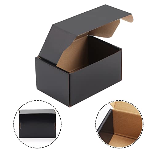 Hoikwo 25 Pack 6x4x3 Shipping Boxes for Small Business, Black Packaging Cardboard Boxes, Moving Mailing Packing Box