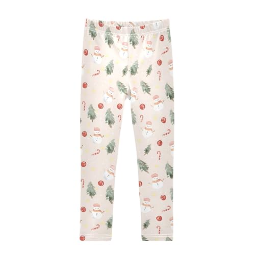 Girls' Athletic Leggings Ankle Length Yoga Dance Pants Kids Teen 4T Candies Snowman Tree