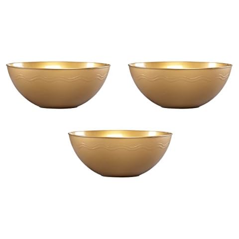 Hanna K Signature Collection 100 Ounce Gold Wave Bowl – Set of 3 Bowls Cover