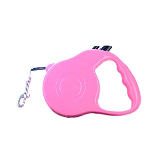 MissFox Guinzaglio Allungabile per Cani - 5m Guinzaglio Automatico - Adatta a Cani di Taglia Medio Piccola (Pink)