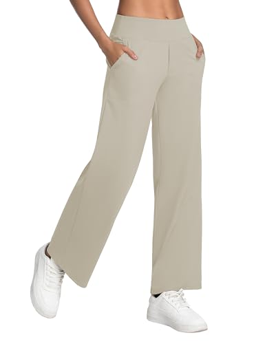 Image of BUBBLELIME Women High Waist Wide Legs Yoga Pants Loose Sweatpants Pockets | 29 inch /31 inch /33 inch /35 inch /37 inchInseam,2 Styles / Dress /Basic,Lounge,Comfy,Stretch Casual Work