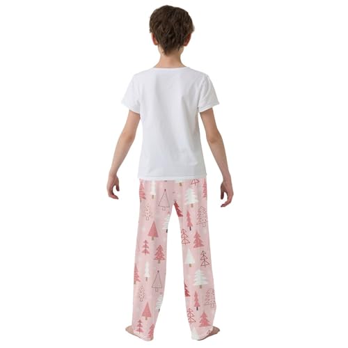 ZZKKO Pink Christmas Tree Boys Pants for Kids Jogger Pants with Pockets S-XL3