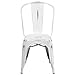Flash Furniture Commercial Grade Distressed White Metal Indoor-Outdoor Stackable Chair