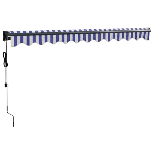 Store électrique 3,5x2,5m bleu et blanc avec télécommande et manivelle pour terrasse - 7