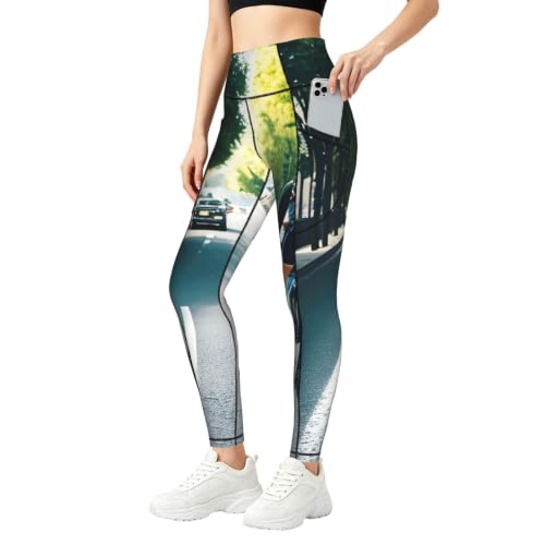 Pantalon de yoga baggy imprimé voiture femme vêtement entraînement