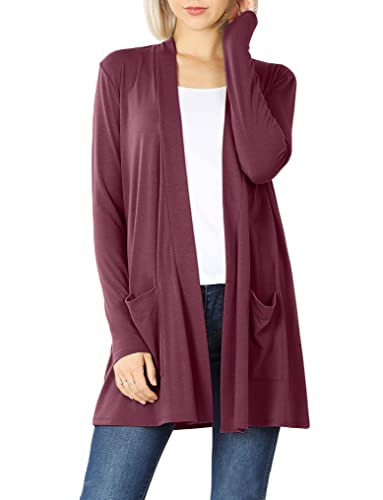 Image of Women's Open Front Cardigan Long Sleeve with Pockets Casual Outwear