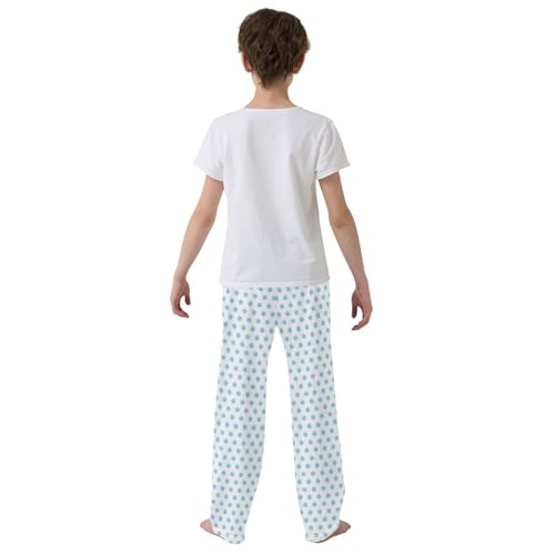ALAZA Light Blue Polka Dot Pattern Pajamas Bottoms with Pockets Comfy Pjs Sleepwear Elastic Waistband Pajamas Pants Lounge Pants for 6-14 Years3