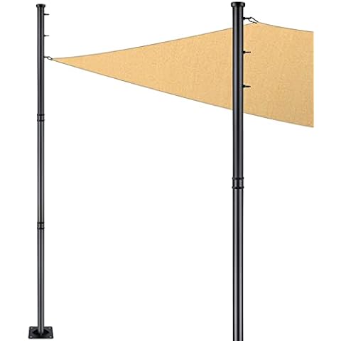 Brillihood 9ft Sun Shade Sail Pole Kit - Extends to 9 Feet with 3 Fixed Points for Shade Sail Canopy, Heavy Duty Steel Post Stand for Outdoor String Lights, Patio, Backyard, 2-Pack Cover