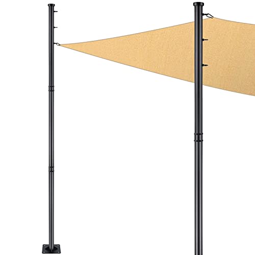 Brillihood 9ft Sun Shade Sail Pole Kit - Extends to 9 Feet with 3 Fixed Points for Shade Sail Canopy, Heavy Duty Steel Post Stand for Outdoor String Lights, Patio, Backyard, 2-Pack