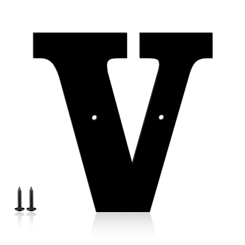 6 Inch Metal Modern House Numbers, House Address Letters and Numbers for Outside Signs - Metal Letters Door Numbers Signage Street Address Plaque for Garden Door Mailbox Decor (Letter V) Deal