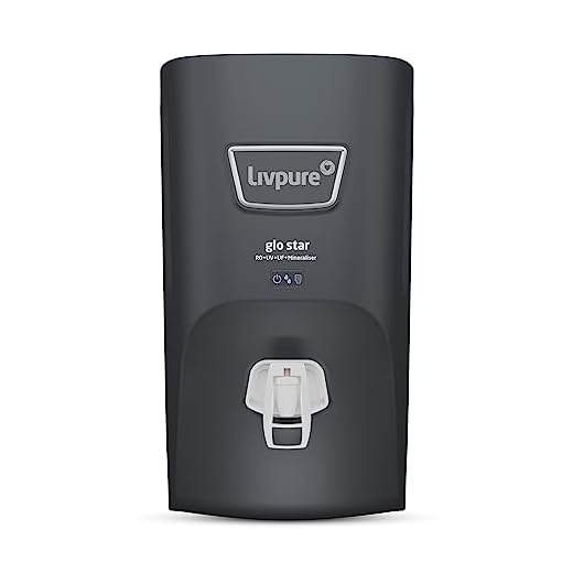 Livpure Glo Star RO+In-Tank UV+UF+Mineraliser - 7 L Storage, 15 LPH Water Purifier for Home, Suitable for Borewell, Tanker, Municipal Water (Dark Grey)