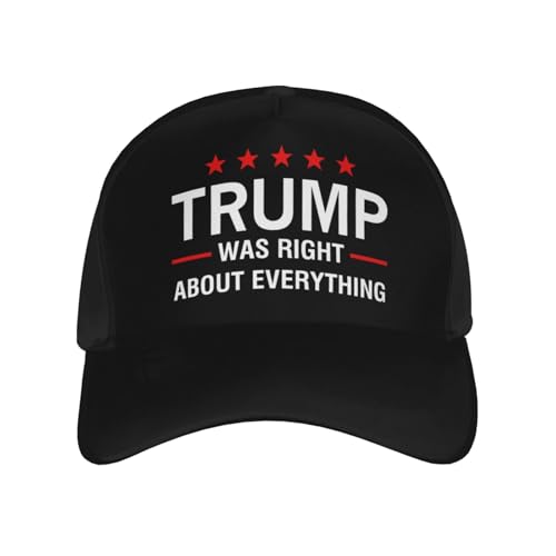 peiyeety Trump was Right About Everything, Hut, verstellbare Baseballkappe, Papamütze, Unisex, Männer und Frauen, Schwarz