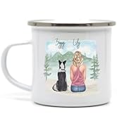 Personalised Dog/Cat Mug, 12oz Enamel, Variety of Dog/Cat Breed Designs, Hairstyles, Tops, Mounta...