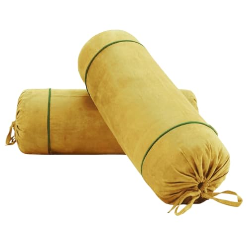 Image of AURAVE Suede 300 TC Printed Bolster Cover with Drawstring Closure, Set of 2, Soft Breathable Durable Machine Washable for Sofa Bed & Home Decor, 15 inchx30 inch, Mehndi Green | Cover Only