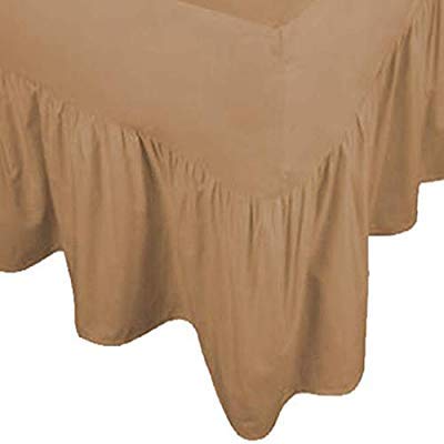 LOOMS & LEAVES PERCALE EXTRA DEEP 100% COTTON BLEND POLY FITTED VALANCE BED SHEETS IN (BEIGE, DOUBLE) โ image 1
