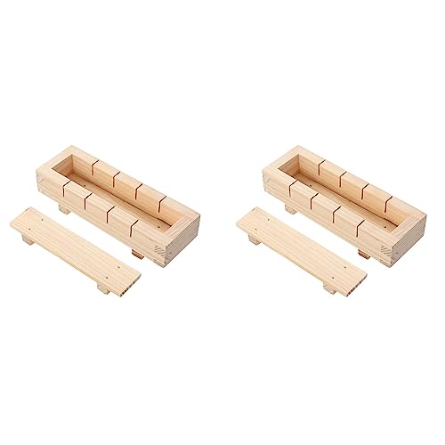 Ehwisbe 2X Kit de Fabricación de Sushi de Molde de Arroz de Sushi de Madera para Accesorios de Cocina Herramienta de Cocina