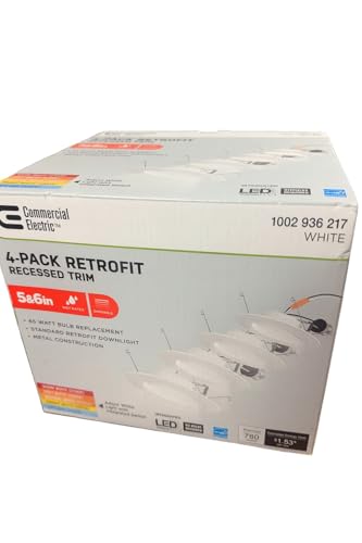 Commercial Electric 5/6 in. Matte White Integrated LED Recessed Trim 5-Ways Color Changing with...