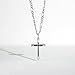 FANCIME Gold Plated 925 Sterling Silver Simple Large Polished BLACK HIGHTLIGHT Cross Pendant Necklace 4MM Heavy Duty Figaro Solid Curb Link Chain Gifts for Men Dad, 24-INCH 60CM