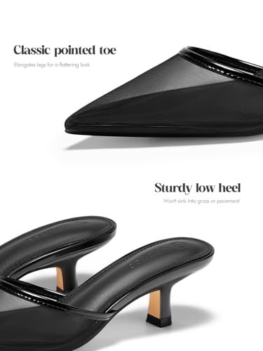 Image of Coutgo Womens Kitten Low Heels Mules Closed Pointed Toe Pumps Slip On Backless Dress Shoes