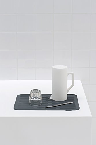 Brabantia Silicone Dish Drying Mat, Steel, Dark Grey, 43.8 x 32.5 x 0.9 cm