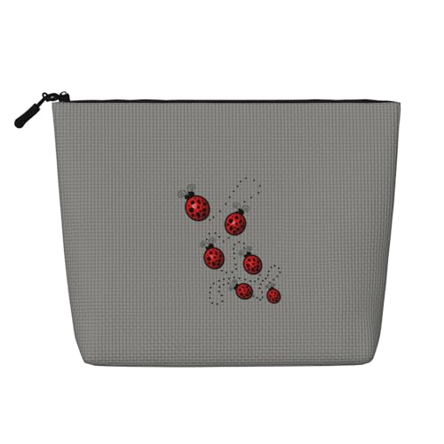 Art Ladybug Tracks - Bolsa de maquillaje portátil para mujer, ligera, para viajes, artículos de tocador