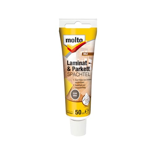 Molto Laminat- und Parkettspachtel, Zum Ausbessern von Löchern und Kratzern in Laminat-und Parkettböden, Eiche-Grau, 50 ml