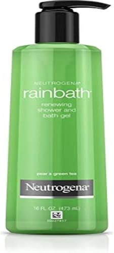 Neutrogena Rainbath Renewing Shower And Bath Gel, Moisturizing Body Wash and Shaving Gel with Clean Rinsing Lather, Pear & Green Tea Scent, 16 fl. oz