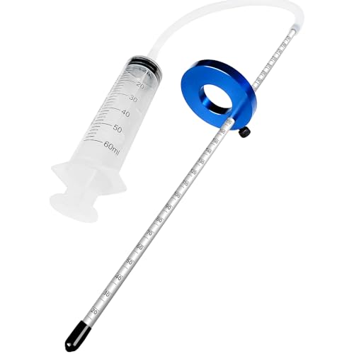Image of Motorcycle Fork Oil Level Gauge Tool, 300 MM Scale & 60 ML Syringe | Blue Adjustable Ring, Round Rubber End Cap And 60 ML Syringe. Adds Or Removes Fork Oil For Conventional And Cartridge Forks