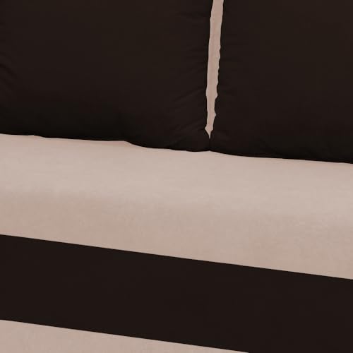 FORNIRO 24 Loft Ecksofa mit Schlaffunktion und Bettkasten – Sofa L-Form 225x130x75 cm, Stoff Basic in Creme-Braun, 3 Sitze & Kissen für modernes Wohnen – Bild 7