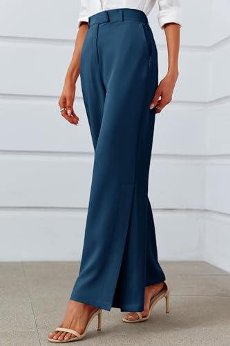 Image of Cicy Bell Womens Side Split Dress Pants Wide Leg Business Casual Trousers