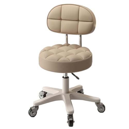 Taburete giratorio de altura ajustable con respaldo, silla de salón de piel sintética, taburete giratorio para médico, spa y belleza, taburete ergonómico con ruedas