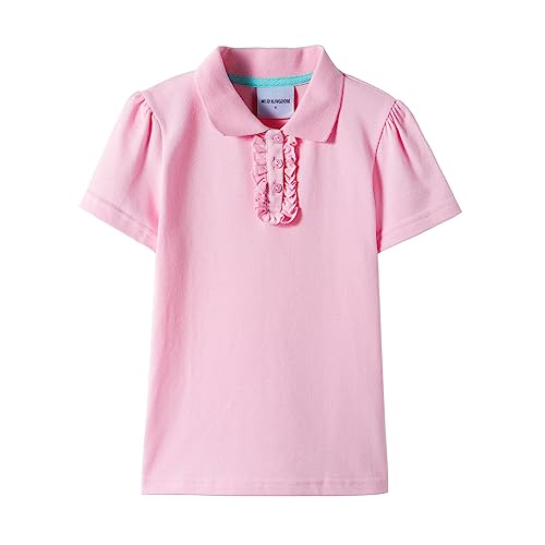 Image of Mud Kingdom Girls Short Sleeve Ruffle Pique Polo Uniform Top Stretch Lightweight